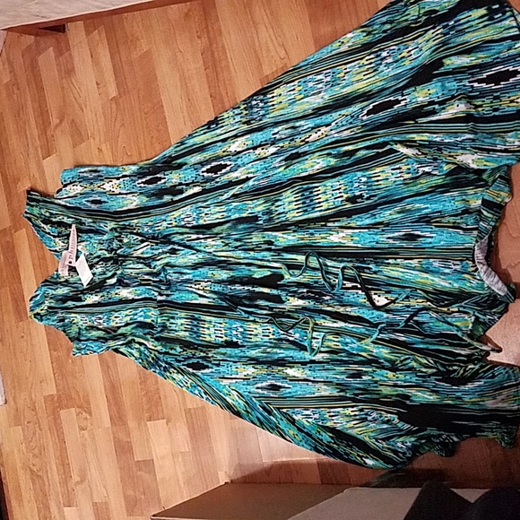 PHILOSOPHY DRESS MAXI SLEEVELESS TURQUOISE BLUE 1X - Picture 8 of 8
